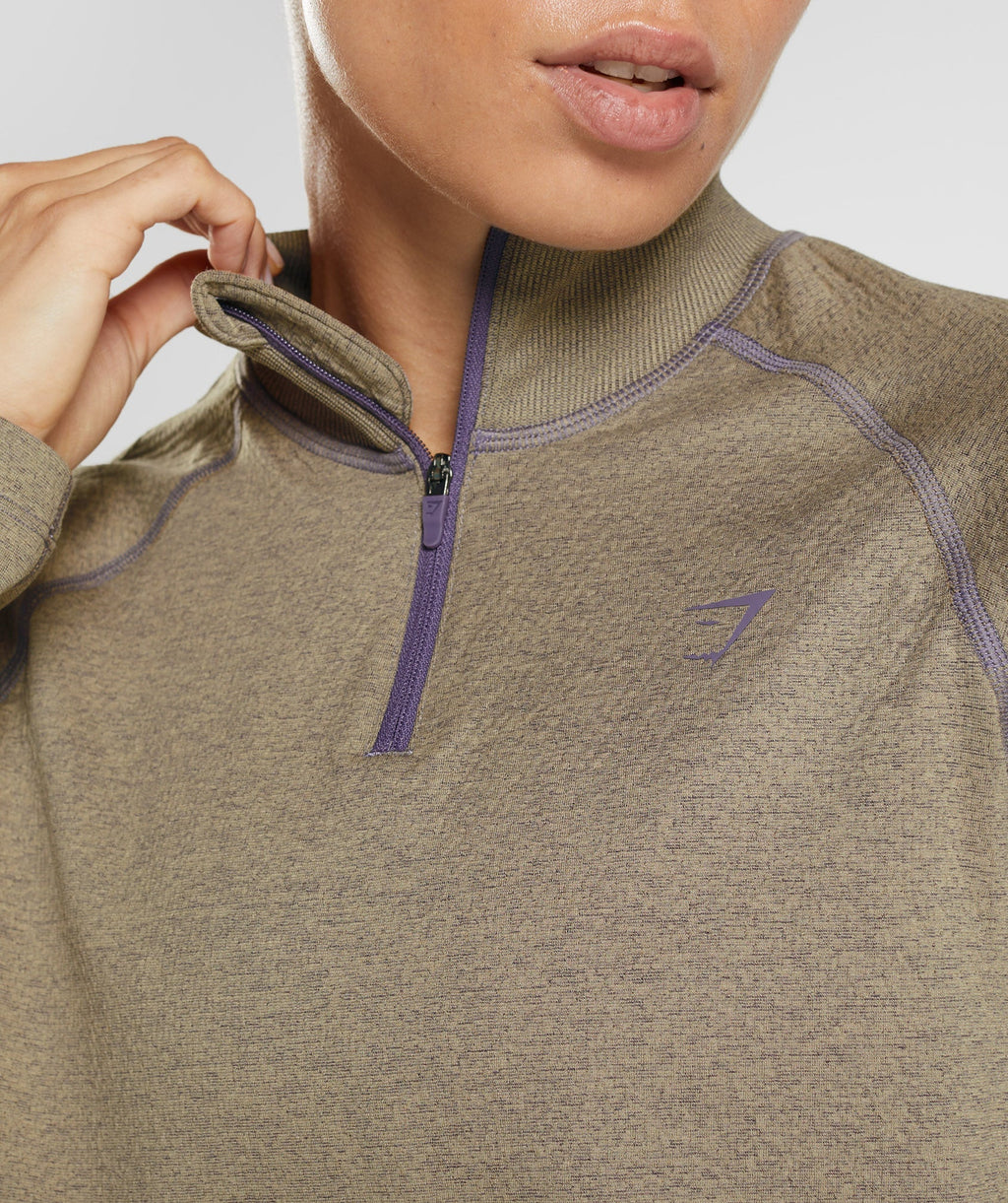 gymshark-315-long-sleeve-warmup-top-cement-brown-mercury-purple-marl-aw22