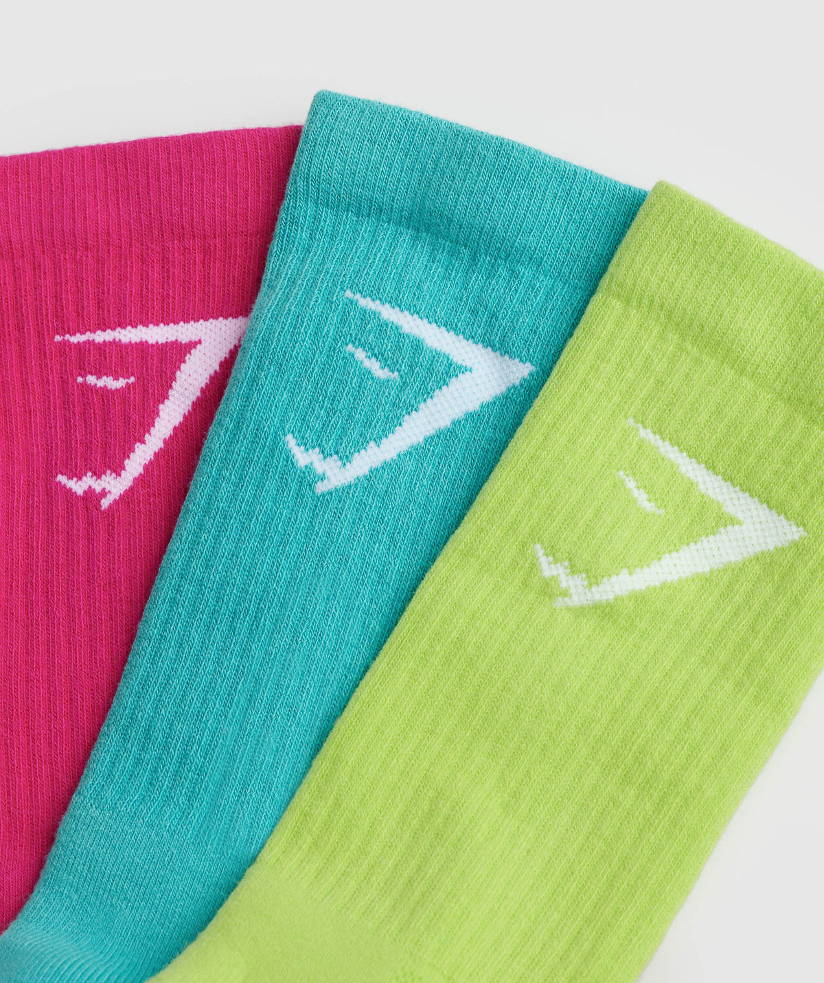 gymshark-crew-socks-3pk-citrus-green-capri-blue-bold-magenta-aw23