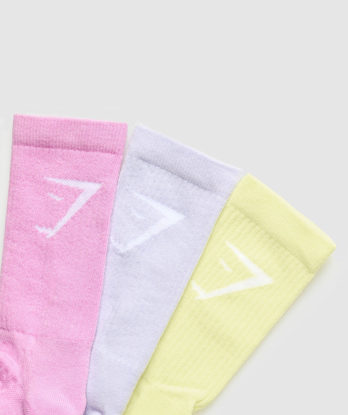 gymshark-crew-socks-3pk-refresh-yellow-fresh-lilac-sour-pink-ss25