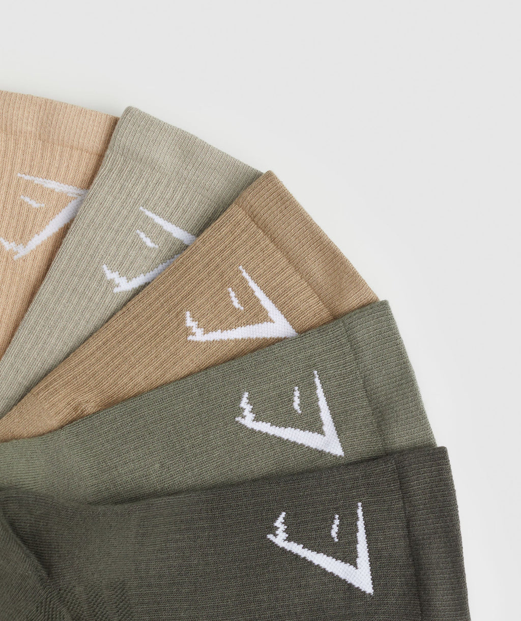 gymshark-crew-socks-5pk-vanilla-beige-chalk-green-troop-green-base-green-strength-green-ss24