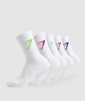 gymshark-crew-socks-5pk-active-purple-cobalt-purple-energy-gelato-green-pop-turquoise-vibrant-pink-ss25