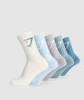 gymshark-crew-socks-5pk-classic-blue-rest-blue-metal-purple-gentle-blue-soft-white-ss25