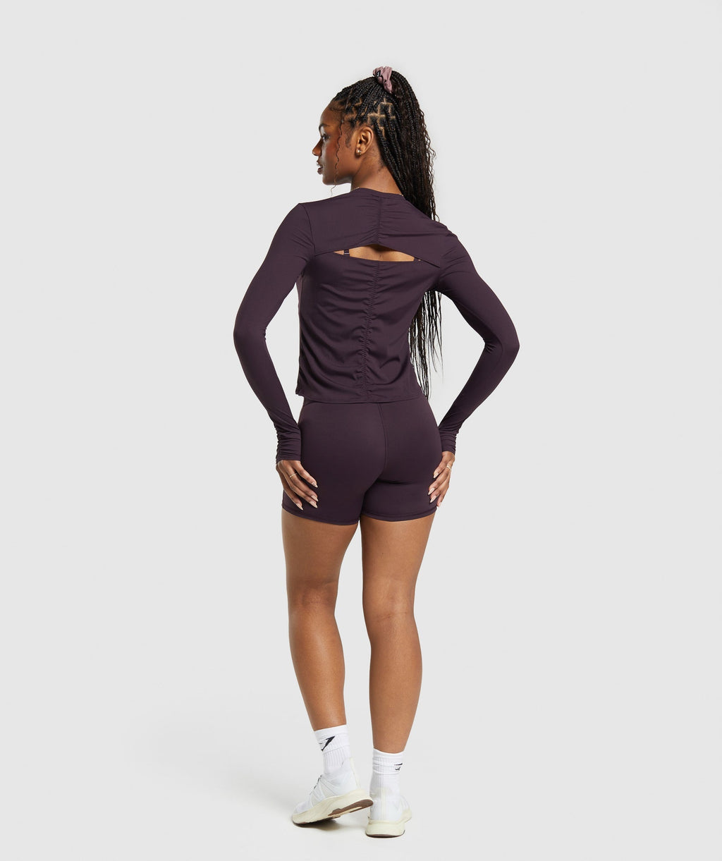 gymshark-elevate-long-sleeve-ruched-top-plum-brown-ss24