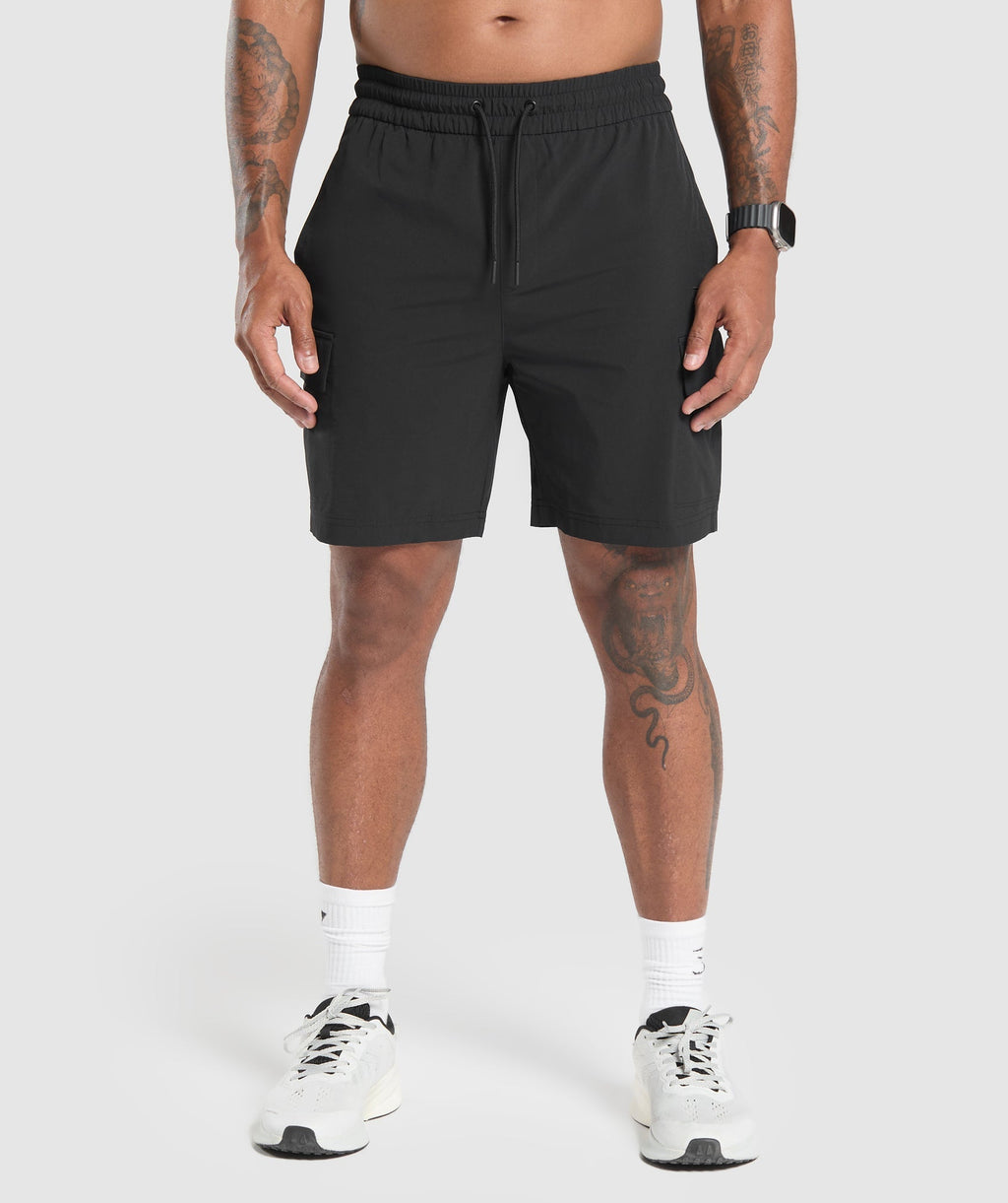 gymshark-stretch-woven-cargo-shorts-black-aw24