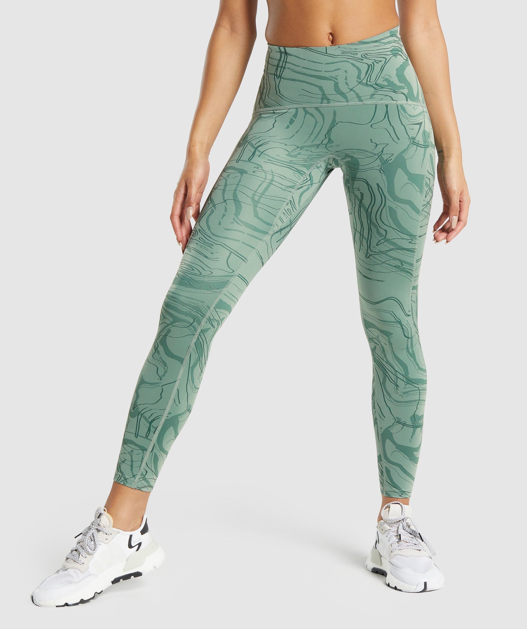 gs-power-support-leggings-green-print-aw21