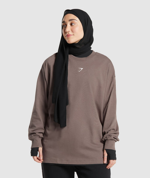 gs-x-leana-deeb-graphic-oversized-long-sleeve-top-dusty-brown-ss24