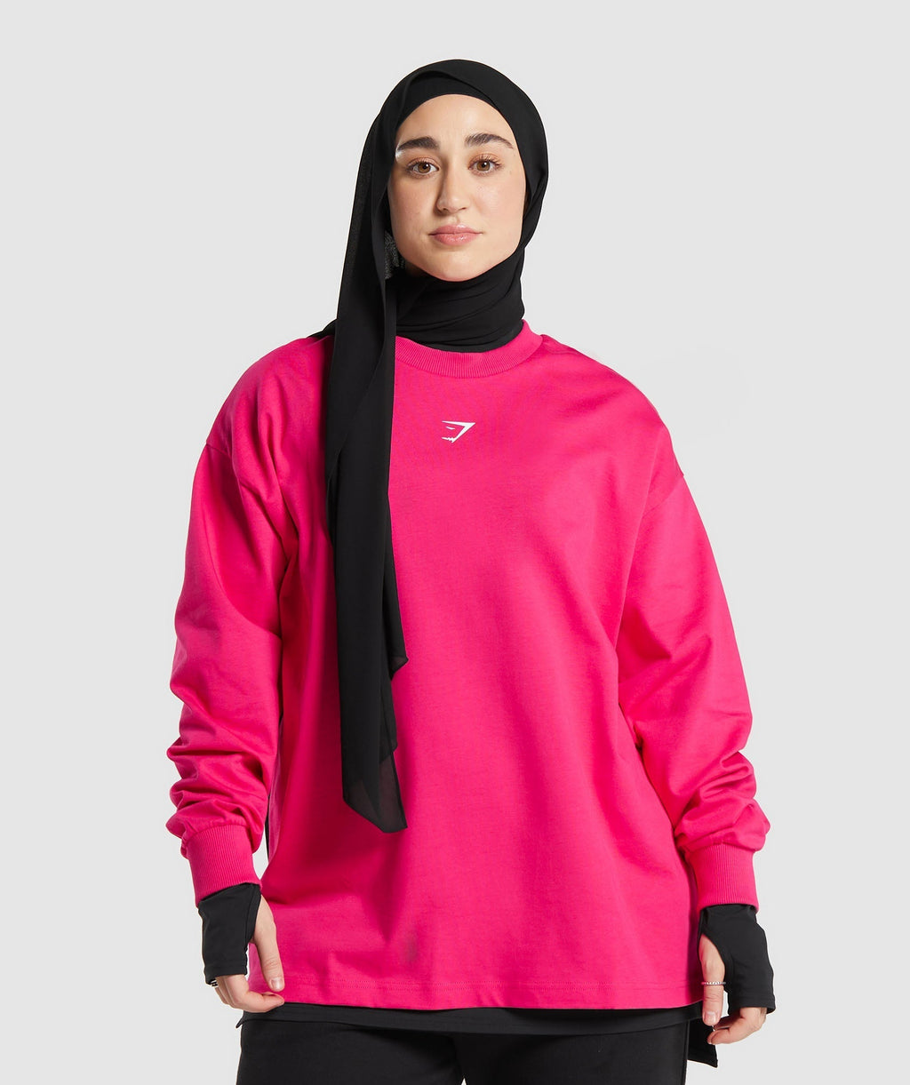 gs-x-leana-deeb-graphic-oversized-long-sleeve-top-impact-pink-ss24