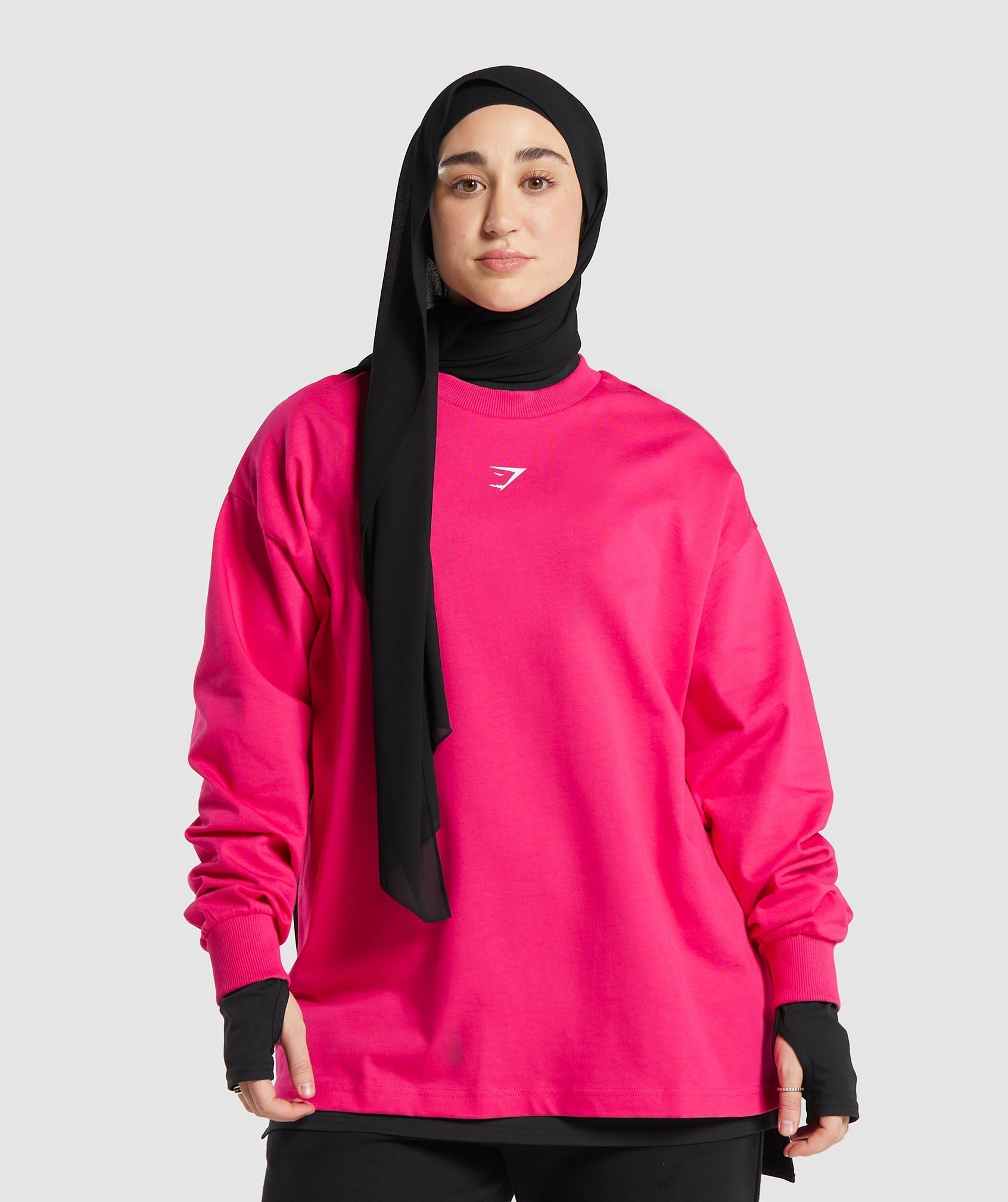 gs-x-leana-deeb-graphic-oversized-long-sleeve-top-impact-pink-ss24