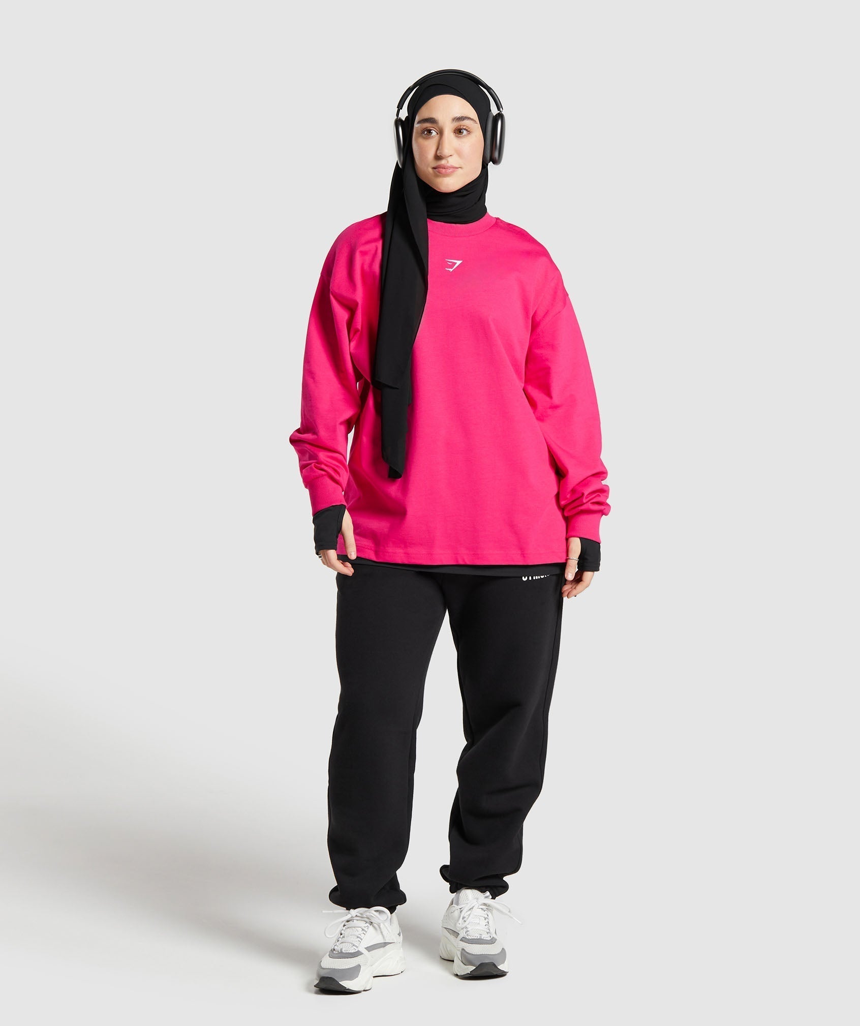 gs-x-leana-deeb-graphic-oversized-long-sleeve-top-impact-pink-ss24
