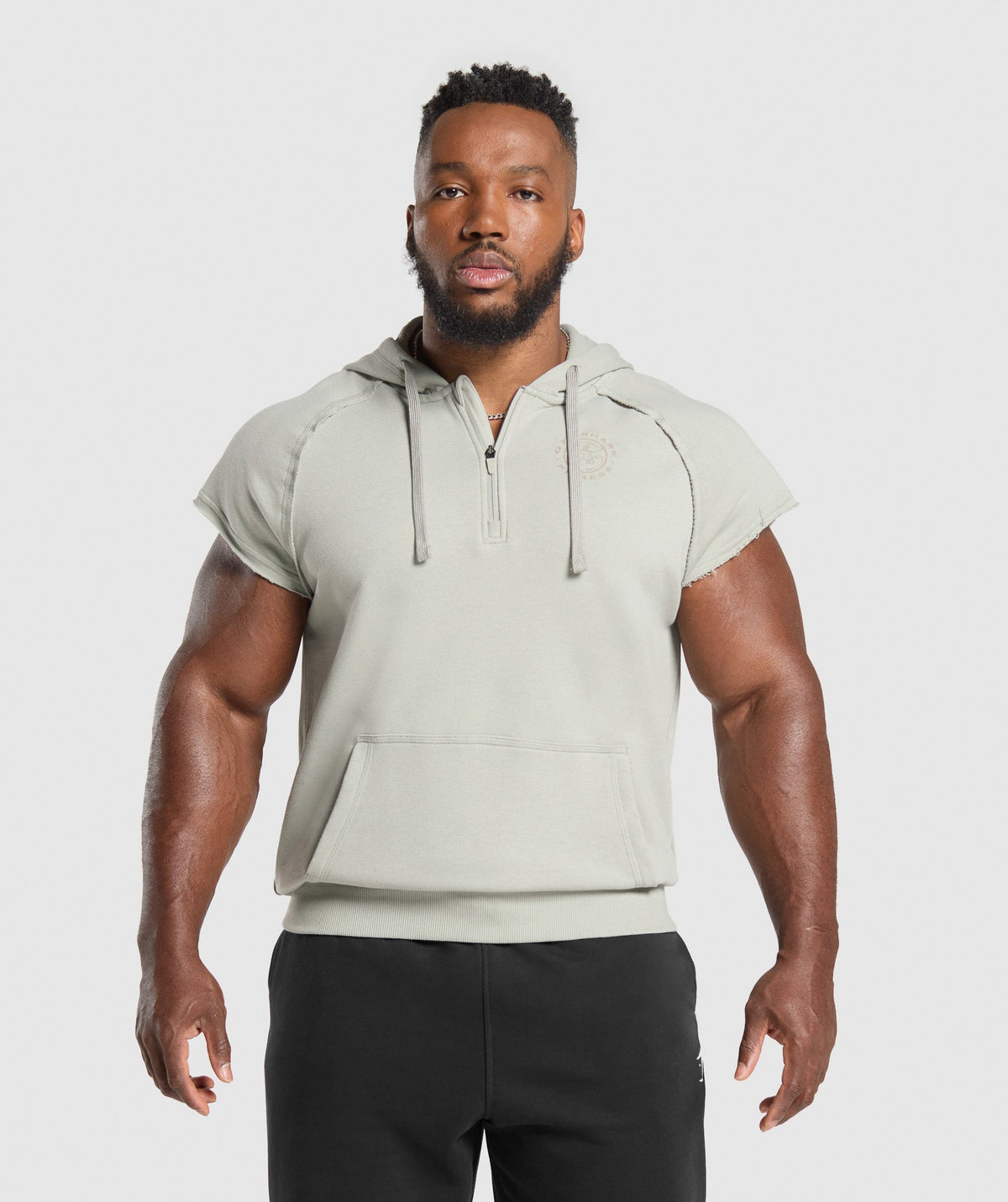 gymshark-legacy-1-4-zip-cap-sleeve-hoodie-stone-grey-ss25
