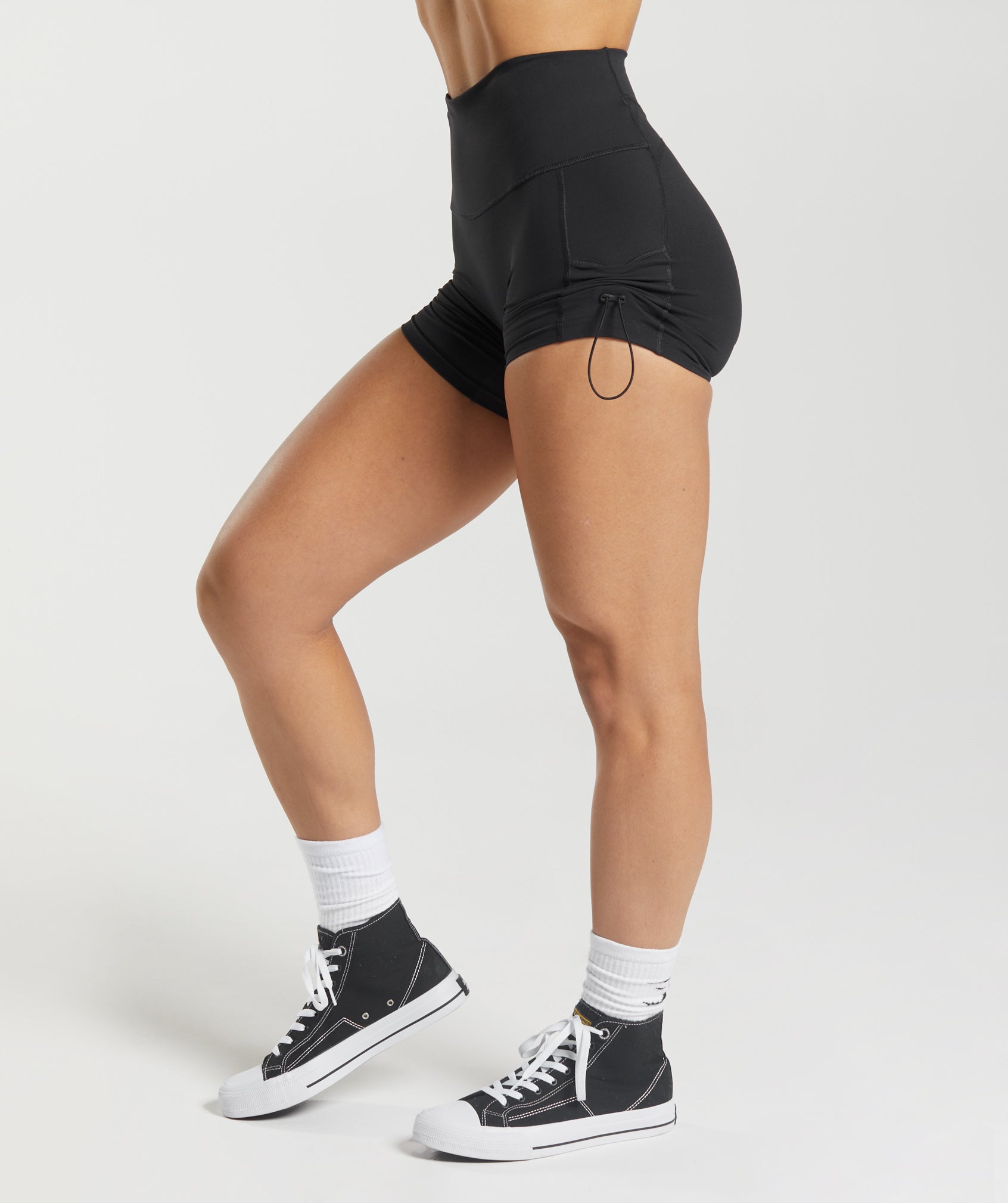 gymshark-legacy-ruched-tight-shorts-black-aw22