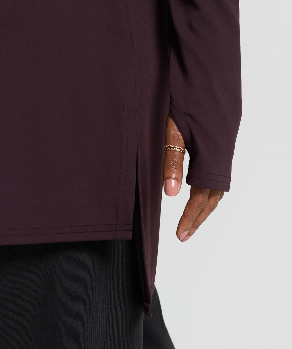 gymshark-long-line-long-sleeve-top-plum-brown-aw23
