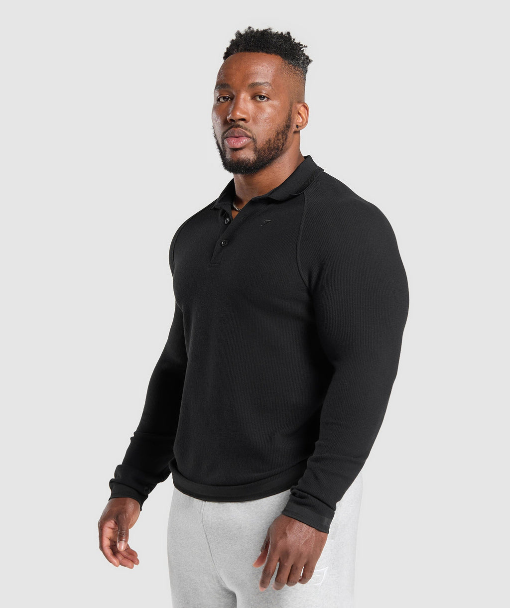 gymshark-long-sleeve-waffle-polo-shirt-black-aw24