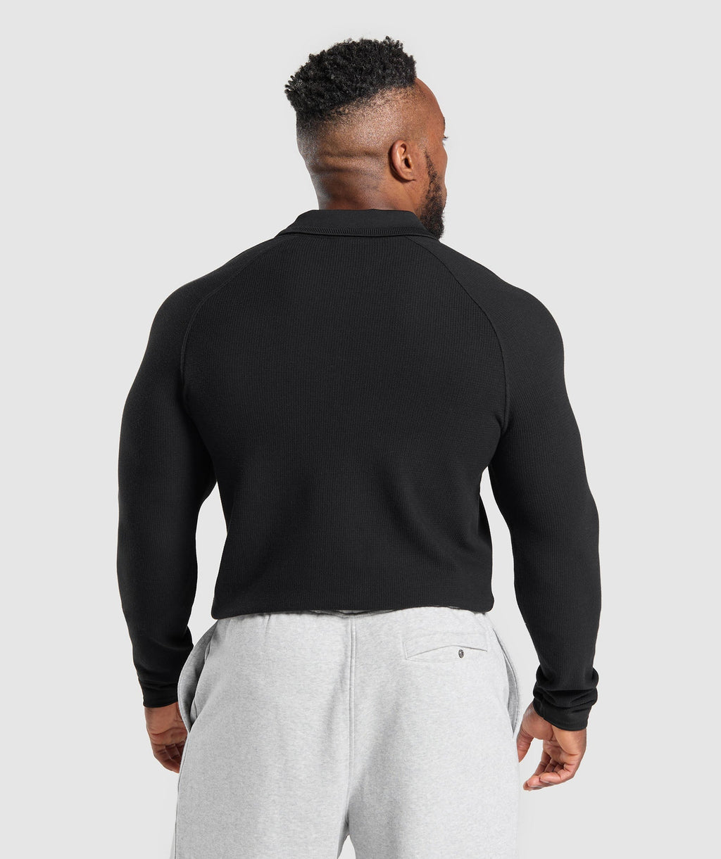 gymshark-long-sleeve-waffle-polo-shirt-black-aw24