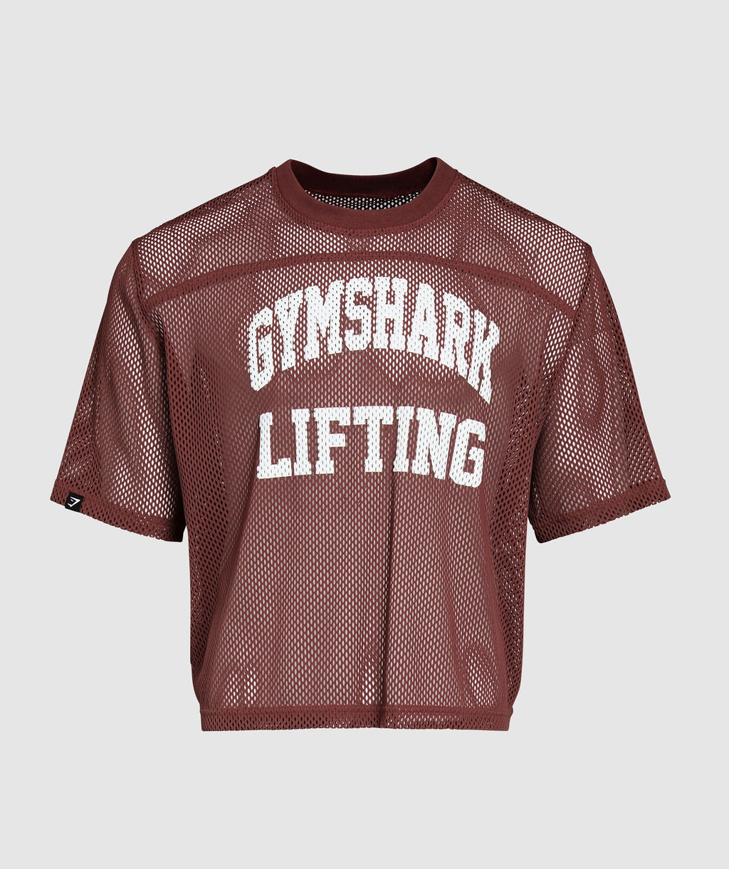 gymshark-mesh-oversized-t-shirt-burgundy-brown-ss24