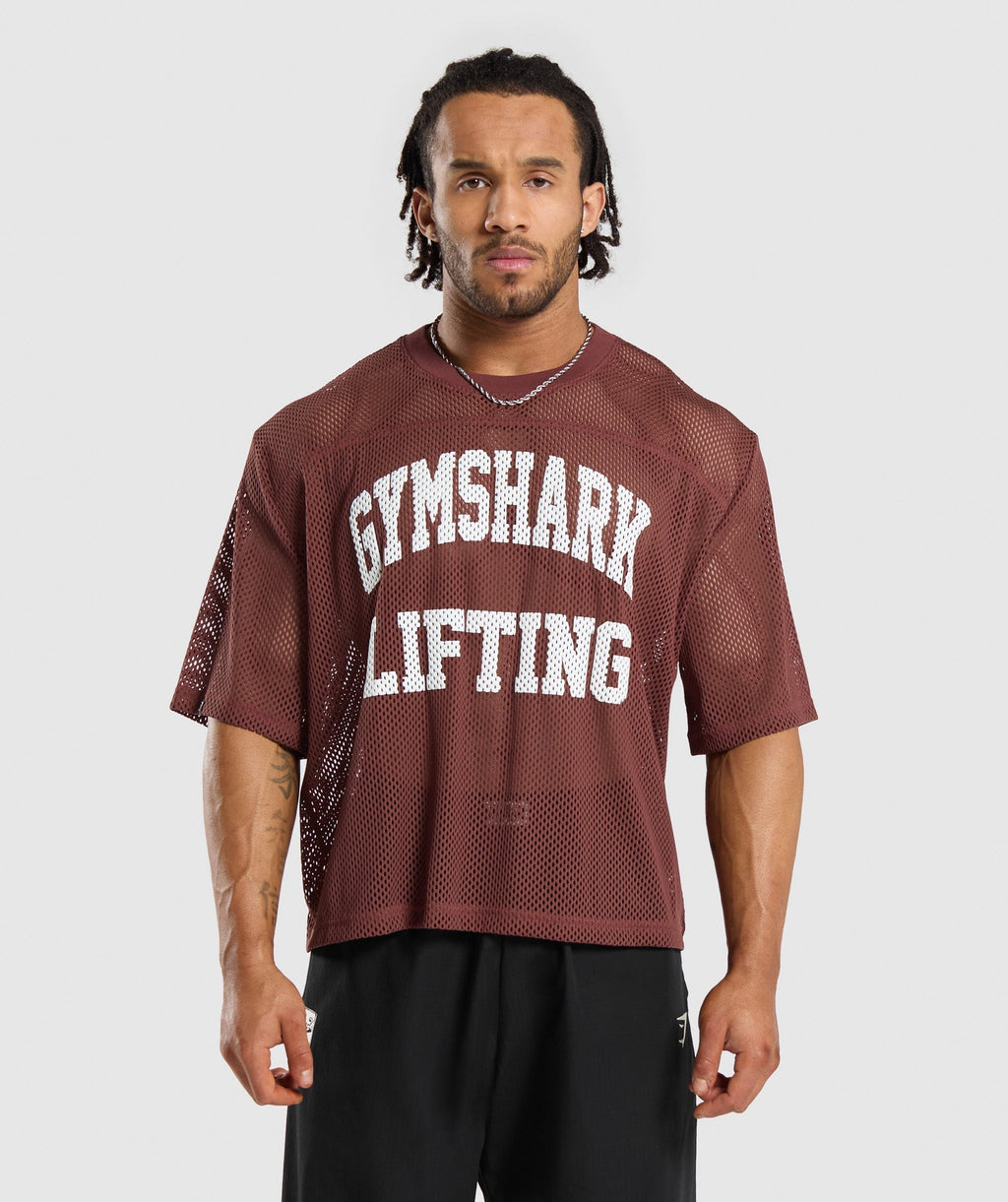 gymshark-mesh-oversized-t-shirt-burgundy-brown-ss24