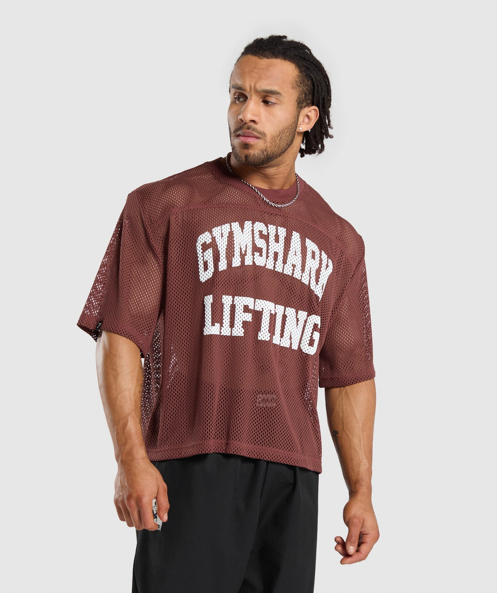 gymshark-mesh-oversized-t-shirt-burgundy-brown-ss24