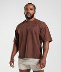 gymshark-power-short-sleeve-crew-cherry-brown-print-ss22