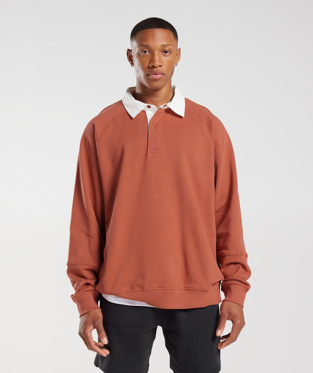 gymshark-rest-day-essentials-sweat-polo-persimmon-red-ss23