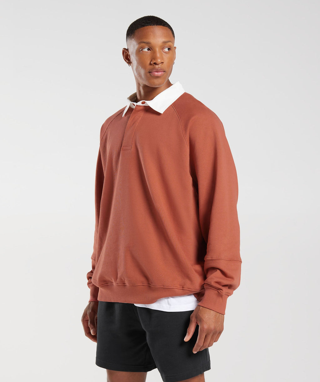gymshark-rest-day-essentials-sweat-polo-persimmon-red-ss23