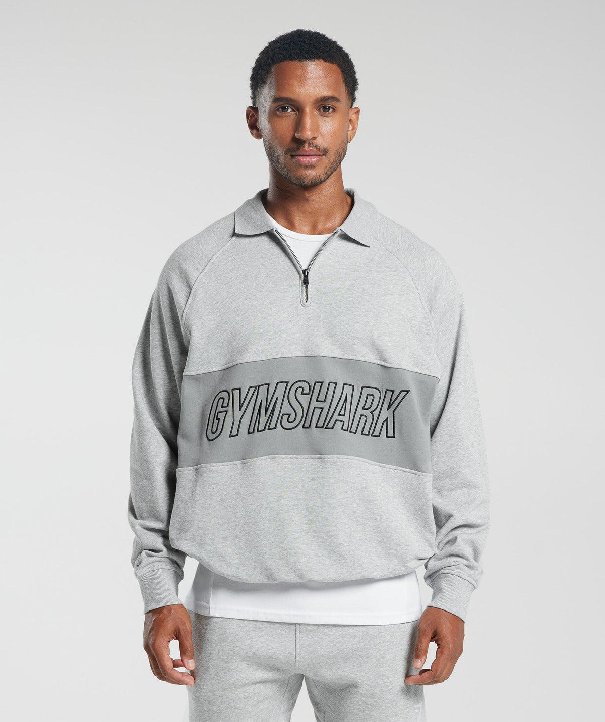 gymshark-rest-day-essentials-sweatshirt-polo-light-grey-core-marl-smokey-grey-aw23