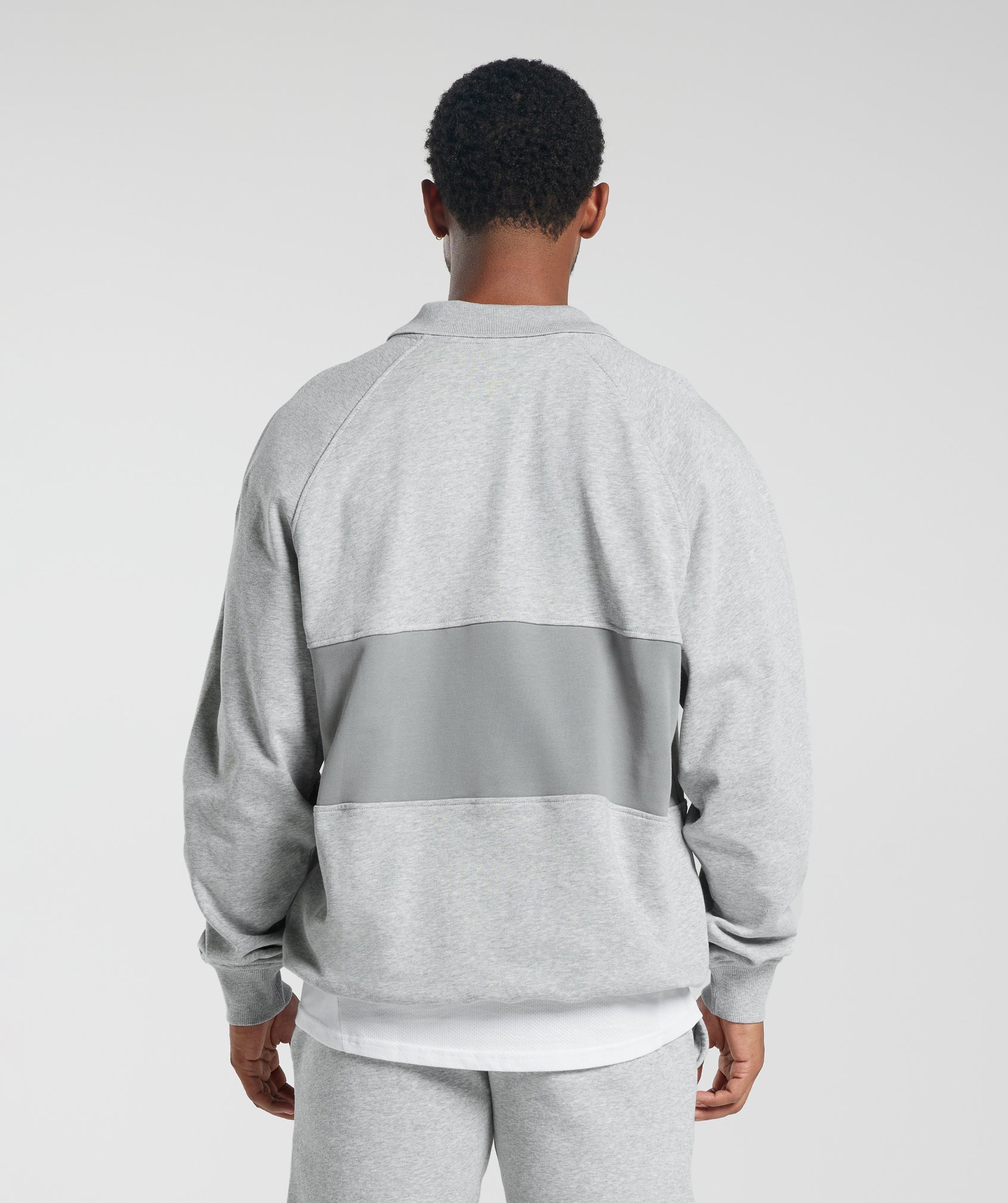 gymshark-rest-day-essentials-sweatshirt-polo-light-grey-core-marl-smokey-grey-aw23
