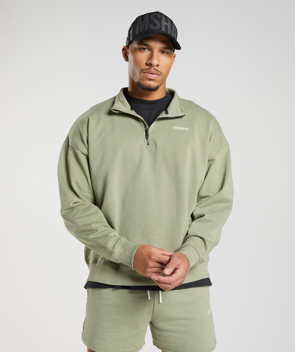gymshark-rest-day-sweats-1-4-zip-sage-green-aw22