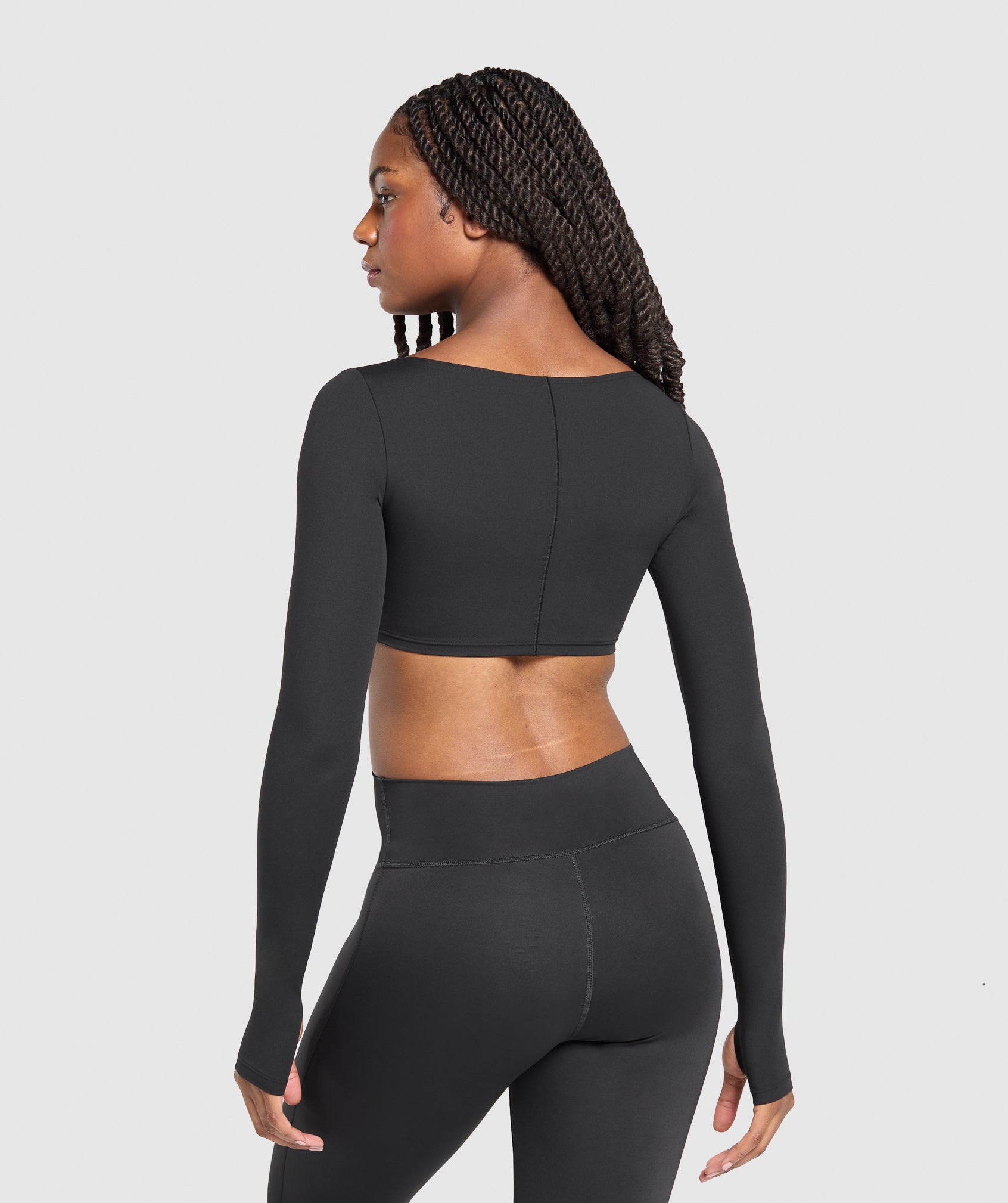 gymshark-ruched-long-sleeve-top-black-ss25