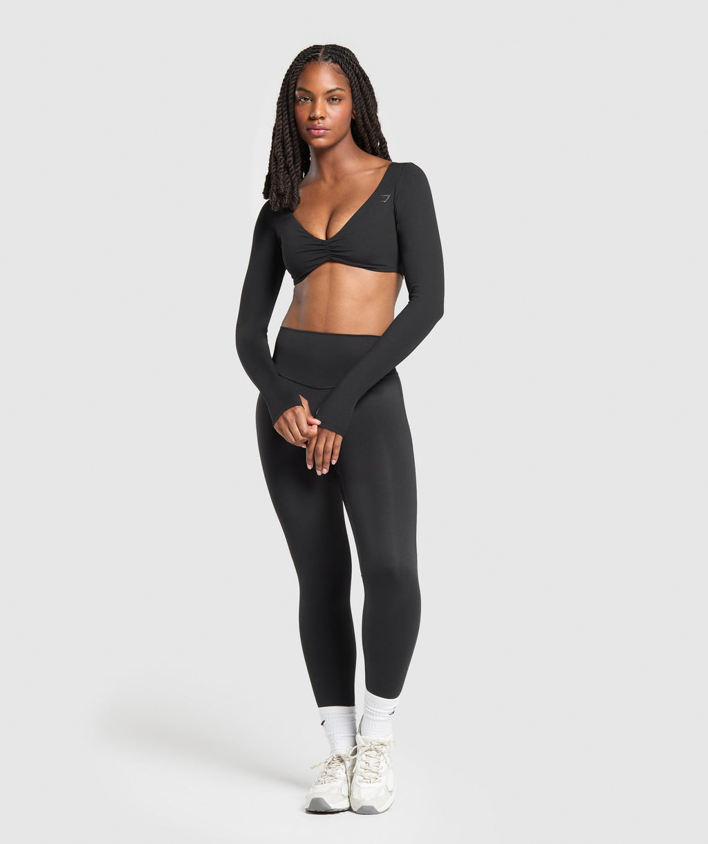 gymshark-ruched-long-sleeve-top-black-ss25