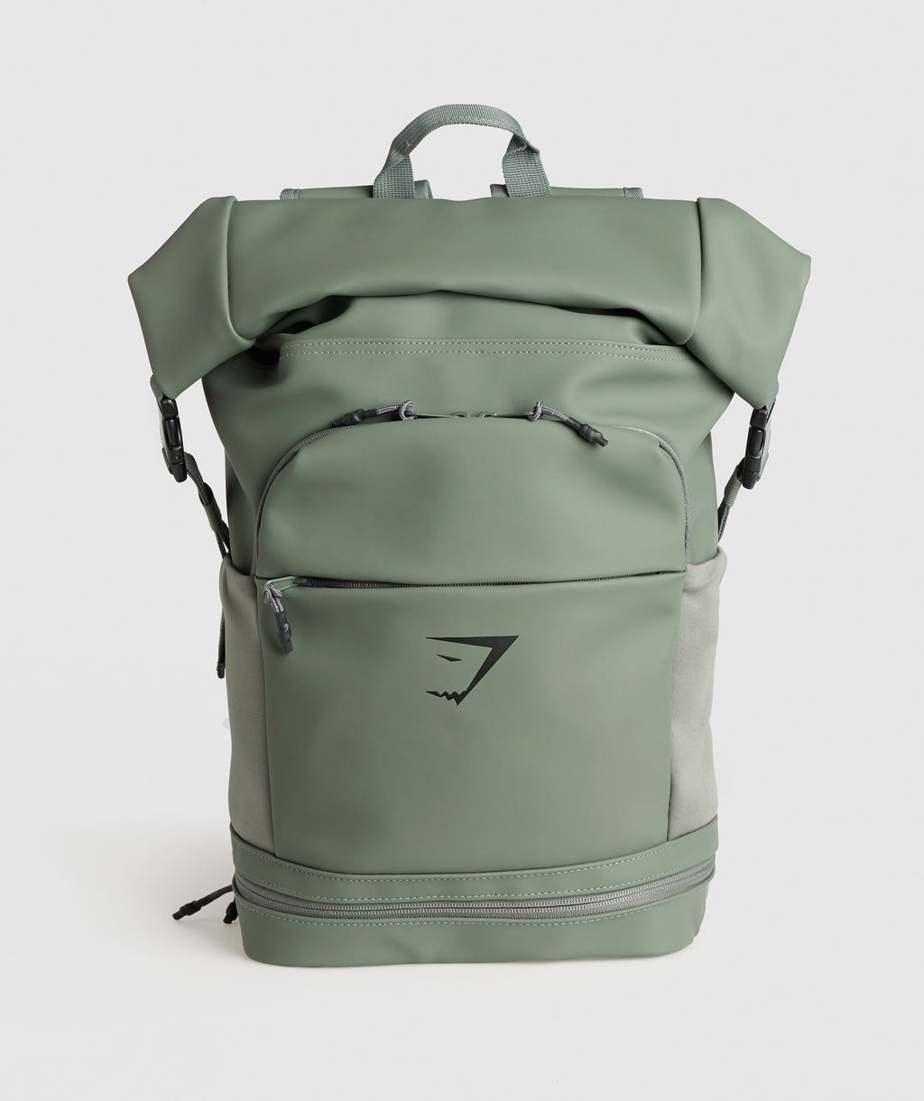gymshark-sleek-backpack-roll-top-dusk-green-aw23