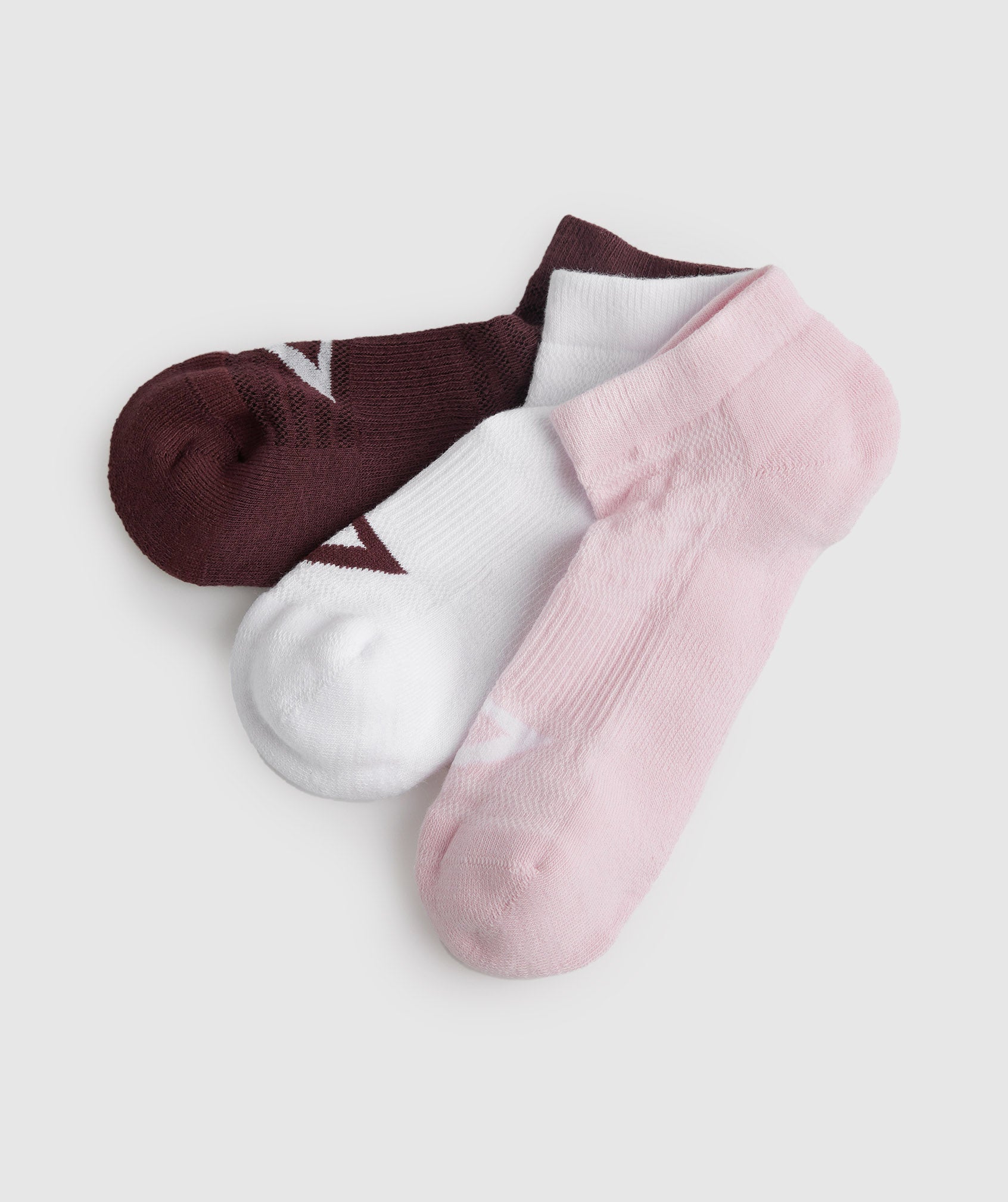 gymshark-trainer-socks-3pk-baked-maroon-sweet-pink-white-aw22