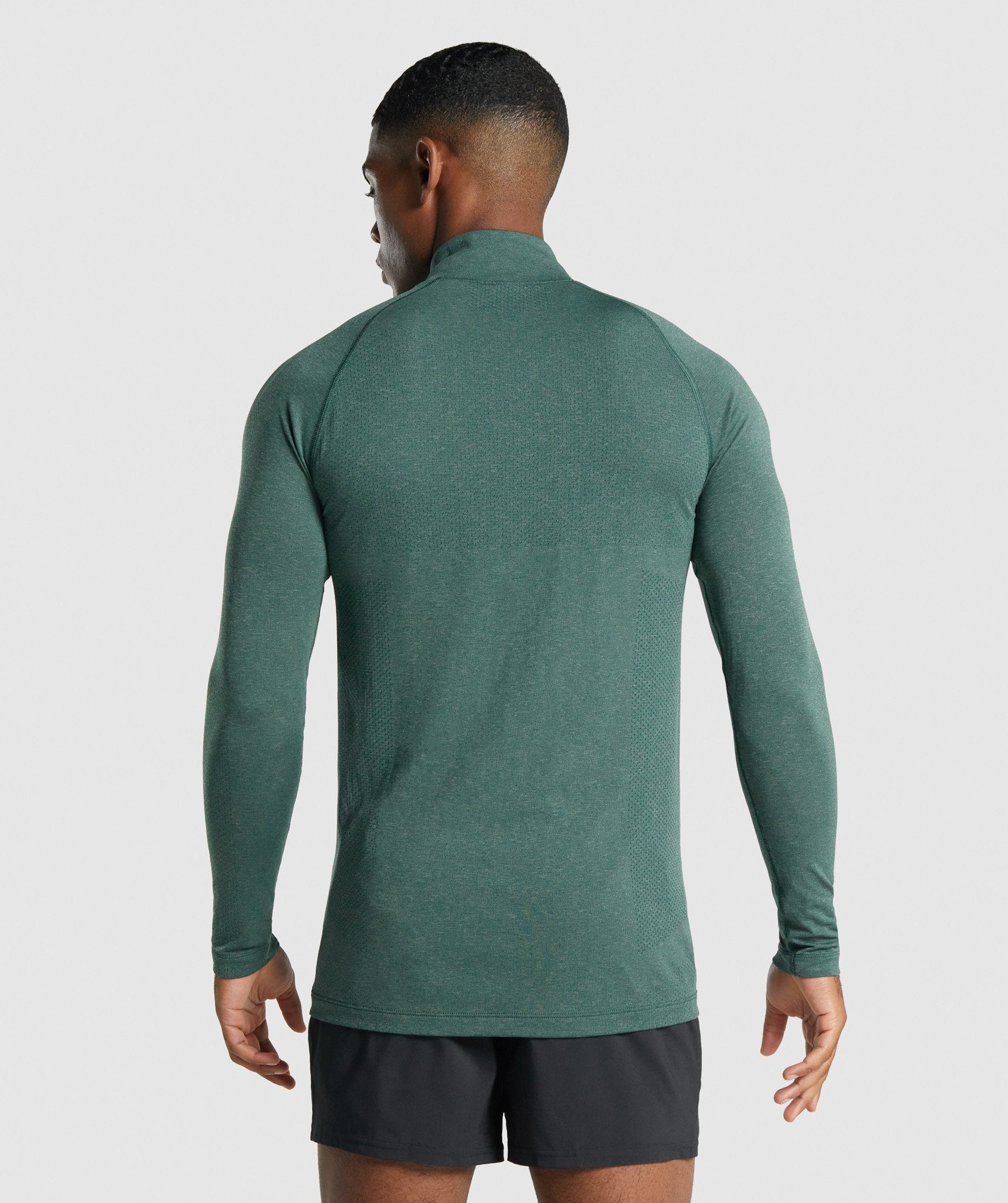 gymshark-vital-1-4-zip-dark-green-marl-white-logo