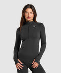 gymshark-vital-seamless-1-2-zip-pullover-black-marl-white-logo