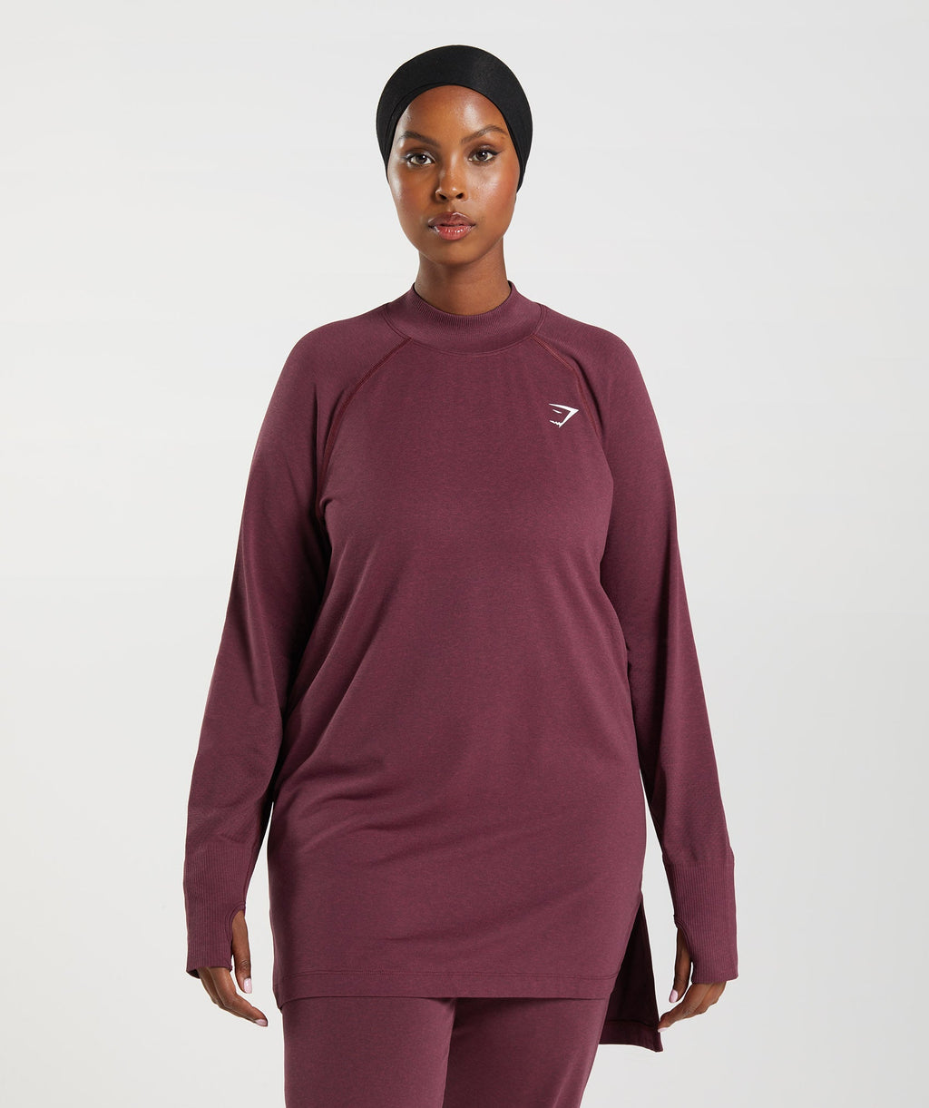 gymshark-vital-seamless-long-line-top-baked-maroon-marl-aw22