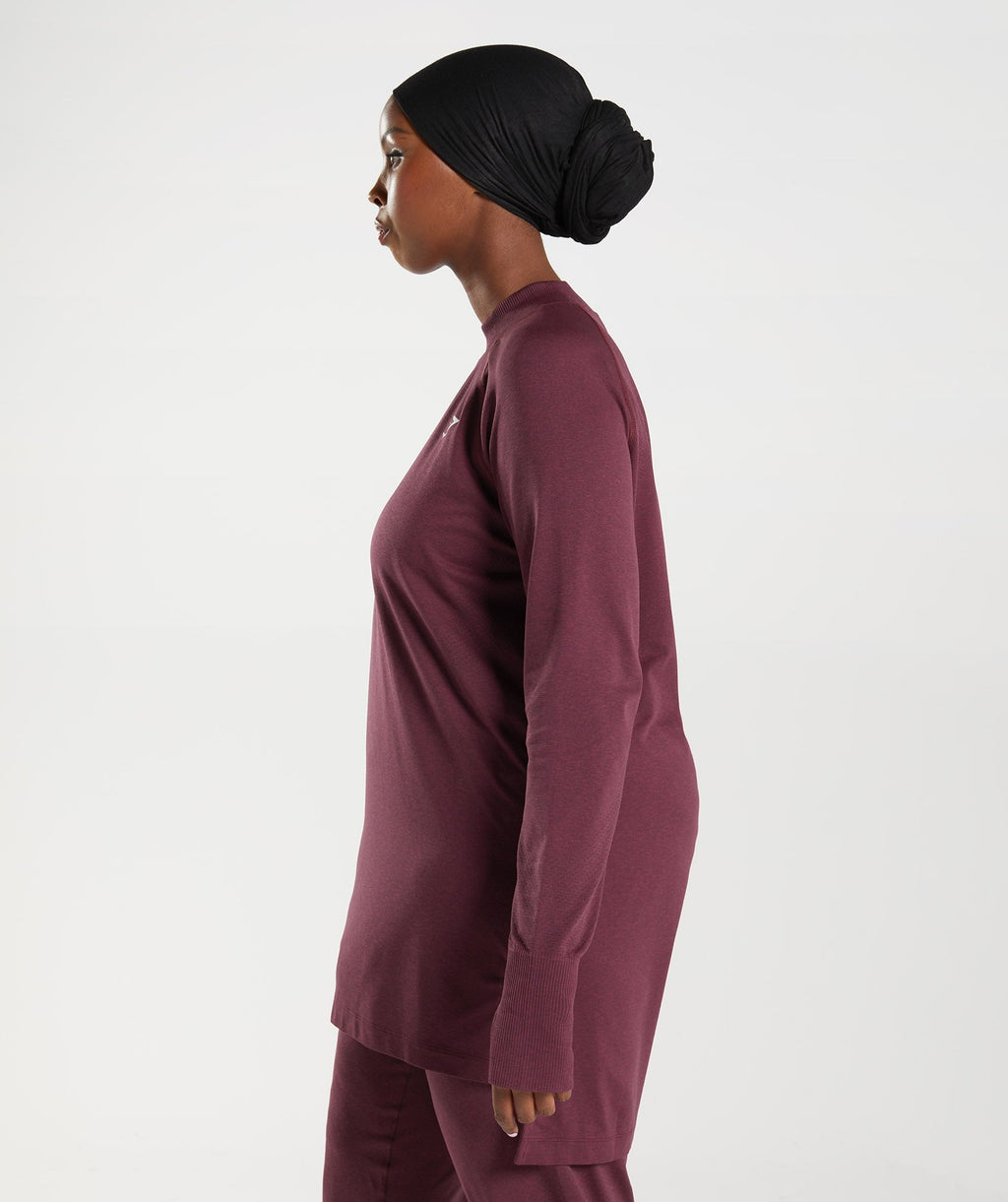 gymshark-vital-seamless-long-line-top-baked-maroon-marl-aw22