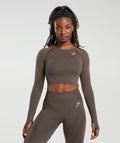 gymshark-vital-seamless-long-sleeve-crop-top-brown-marl-logo