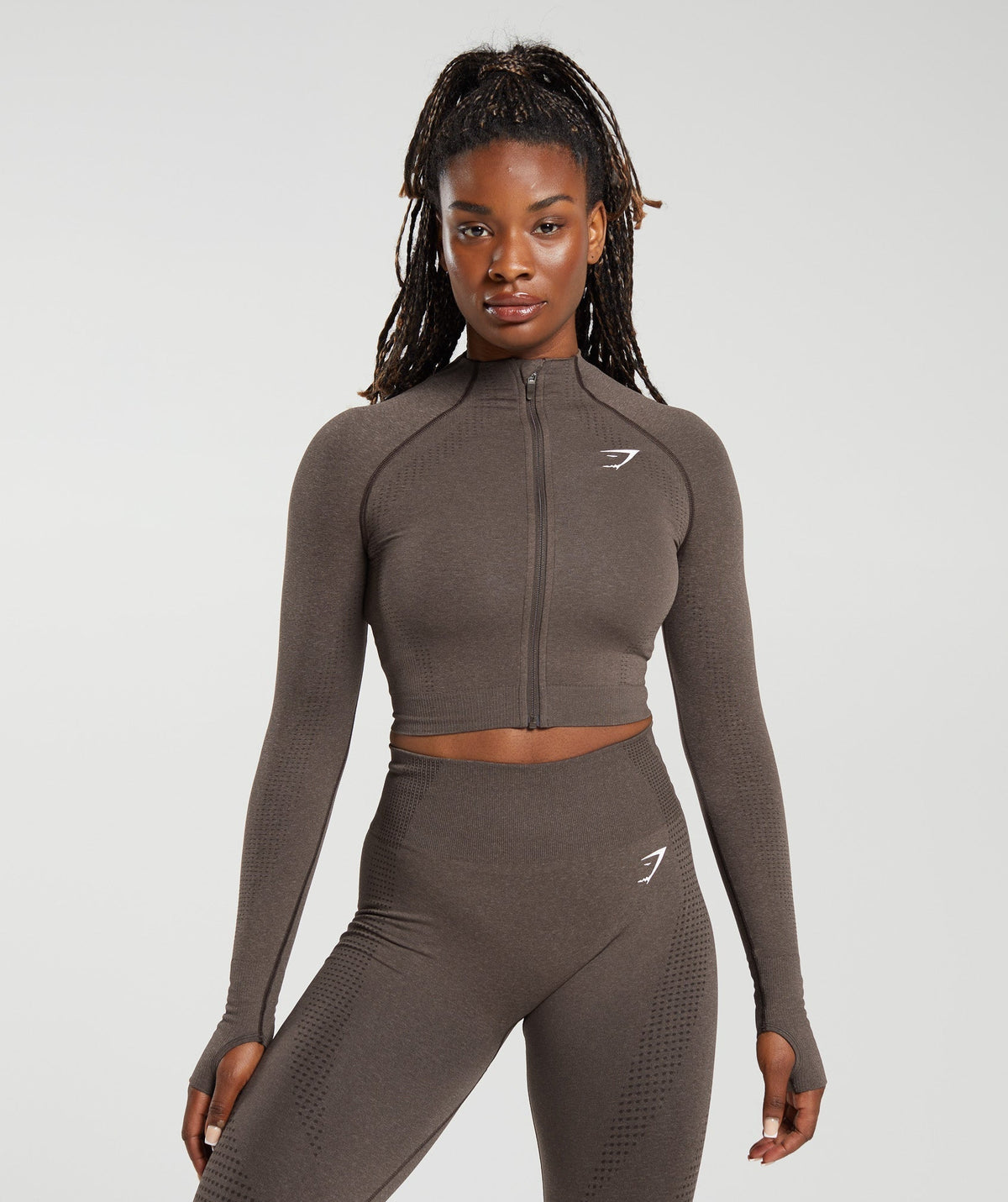 gymshark-vital-seamless-2-0-midi-zip-up-jacket-brown-marl-aw23