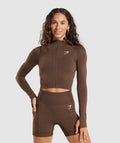 gymshark-vital-seamless-midi-zip-pullover-jackets-outerwear-brown-aw24
