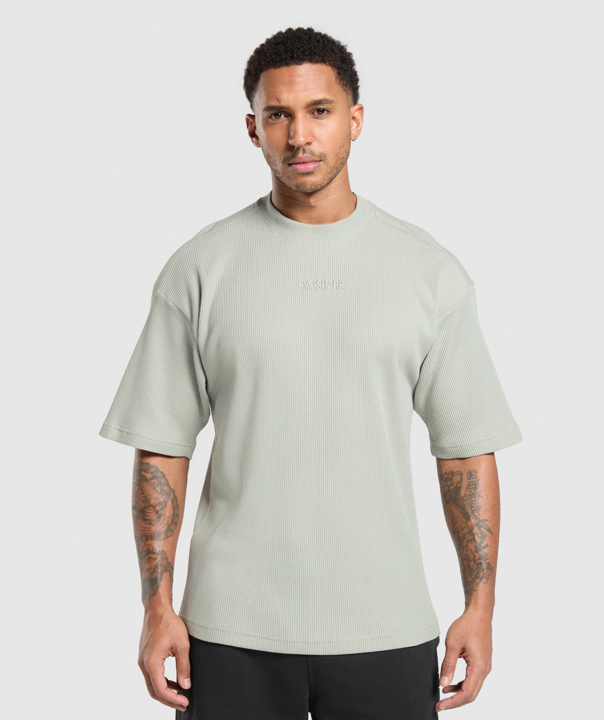 gymshark-waffle-oversized-t-shirt-stone-grey-ss25