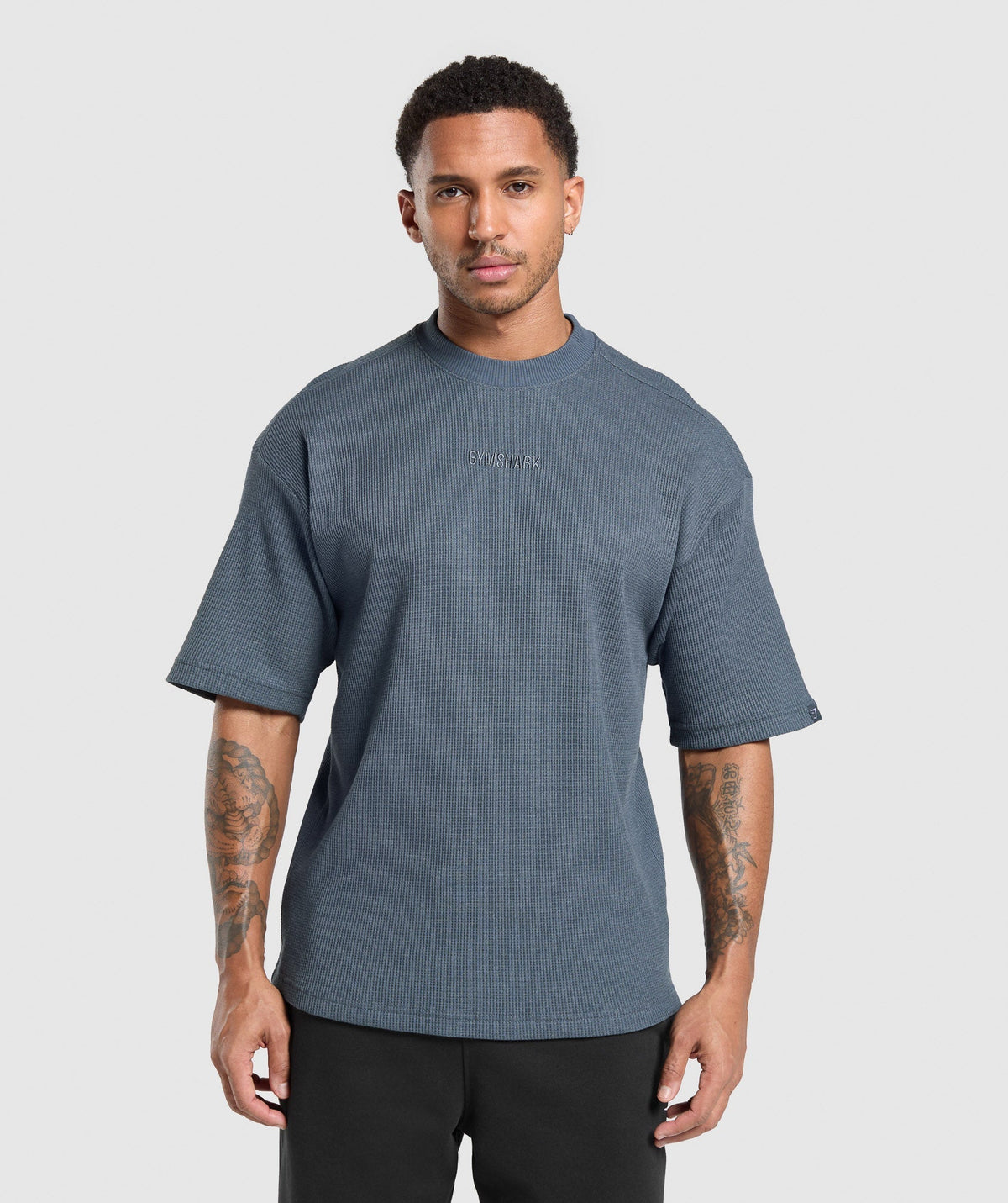 gymshark-waffle-oversized-t-shirt-titanium-blue-ss25