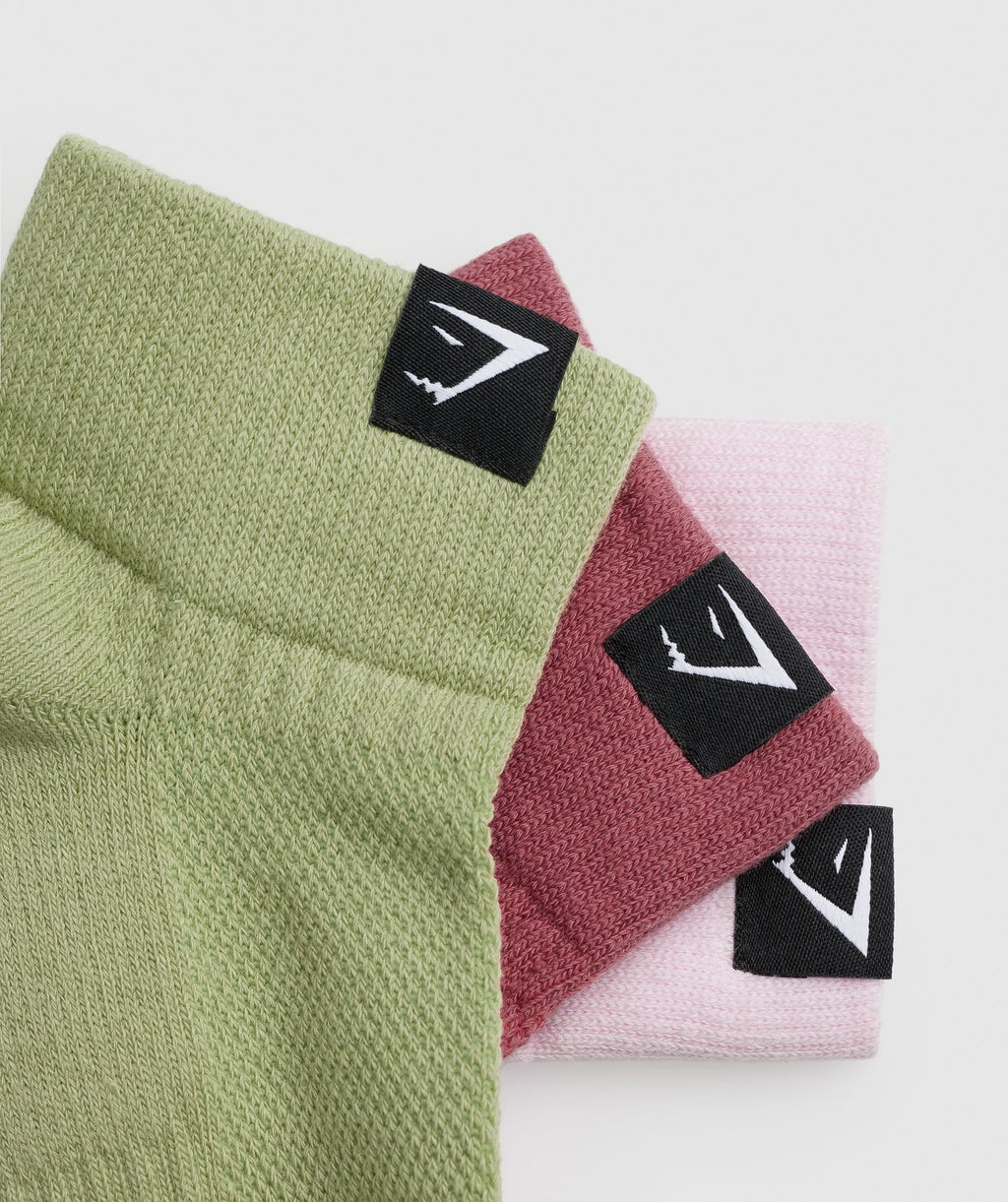 gymshark-woven-tab-quarter-socks-3pk-lemonade-pink-soft-berry-light-sage-green-aw23
