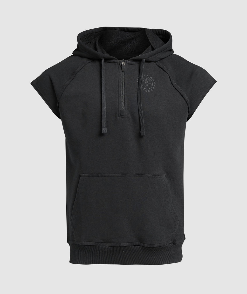gymshark-legacy-1-4-zip-cap-sleeve-hoodie-black-aw24