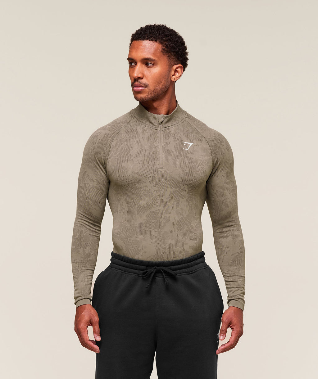 gymshark-geo-seamless-1-4-zip-pullovers-brown-ss25