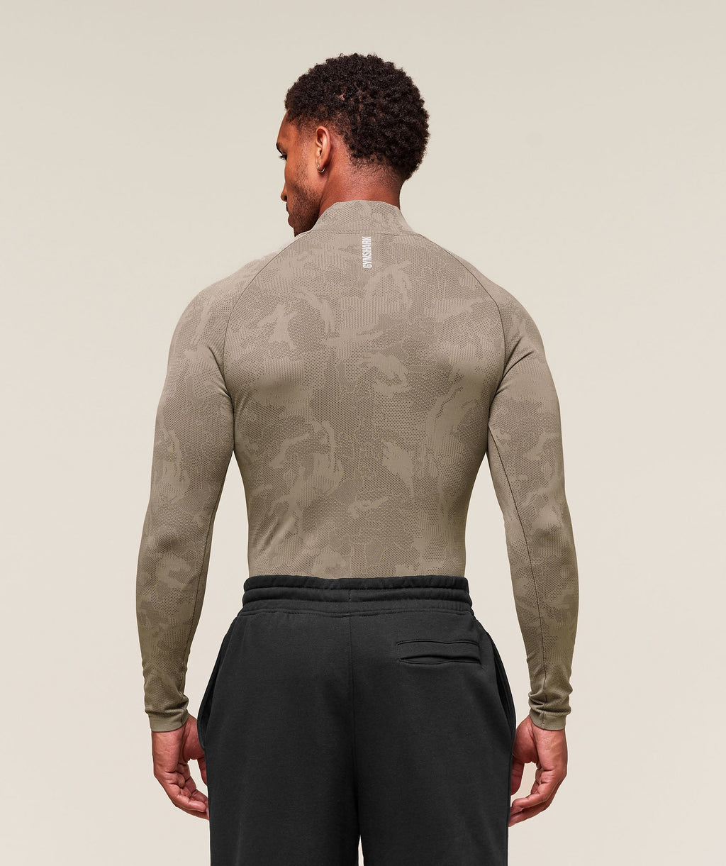 gymshark-geo-seamless-1-4-zip-pullovers-brown-ss25