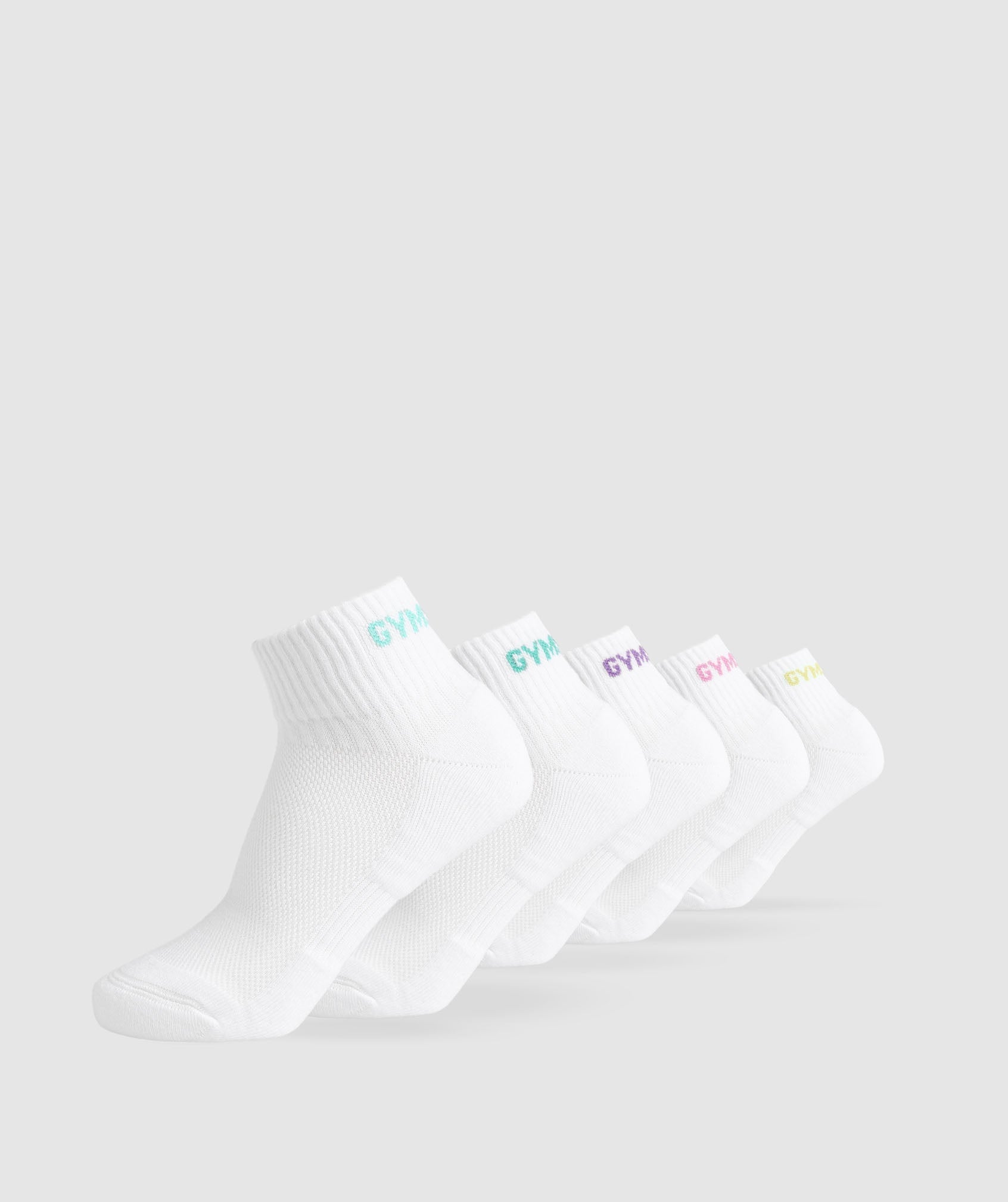 gymshark-quarter-socks-5pk-yellow-pink-tropical-turquoise-turquoise-purple-ss25